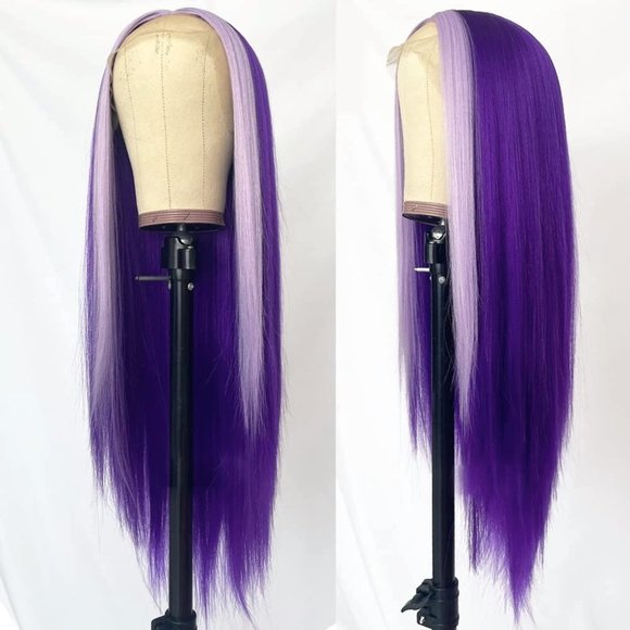 Purple Straight Highlight Lace Wigs - Picture 2 of 3